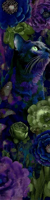 Cat bookmarks featuring a purple face cat with green accents